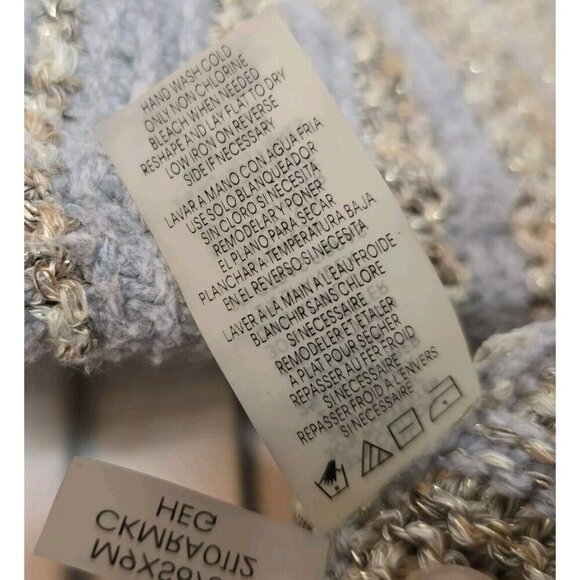 CALVIN KLEIN Tunic Sweater Cowl Neck Oversized Gray Gold Lurex Gradient Women M - Picture 7 of 12